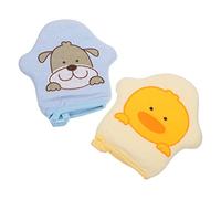 YARNOW 2Pcs Baby Bath Wash Mitt, Cotton Bath Scrubber Gloves, Cartoon Star Shape, Strong Water Absorption, Can Be Hung, for Travel Business Trip