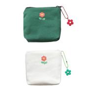 YARNOW 2Pcs Canvas Storage Bags Portable Coin Pouch Practical Wallet for Cash and Data Cable Organizer, Fashionable Green and White Small Storage Pouch for Travel and Daily Random Color