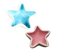 YARNOW 2pcs Ceramic Five-pointed Star Shaped Hamster Pet Food Feeder Bowl Pet Feeder Pink and Blue