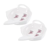 YARNOW 2pcs Ceramic Tea Bag Coasters Teapot Shape Dipping Plates in White for Drinking Tea After Steeping Protecting Tabletop from Heat Damage and Suitable as Butter Dish