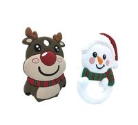 YARNOW 2pcs Christmas Teether Toys for Boy Girl Xmas Silicone Molar Rods Teether Toys for Boy Girl Months