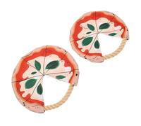 YARNOW 2pcs Dog Flying Disc with Cotton Rope - Bite-resistant Pizza Shape Throwing Discs for Outdoor Training and Fetch - Small and Large Sizes for Puppy Enrichment and Interactive Play