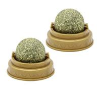 YARNOW 2pcs Edible Catnip Ball for Cats with Plastic and Mint, Spherical Shape for Teeth Cleaning, Interactive Cat Licking Snack for Indoor Use