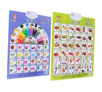 YARNOW 2pcs Educational Audio Poster for Bilingual English Chinese Learning Chart with Fruits Shapes Interactive Early Learning Wall Art