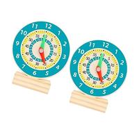 YARNOW 2Pcs Educational Wooden Clock for Learning Clock Model Montessori Fine Motor Skill Development Hand Eye Coordination and Concept Teaching