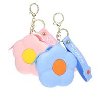 YARNOW 2pcs Flower Shape Silicone Coin Purse Wallets, Mini Cartoon Change Pouches for Girls, Zip Closure Small Wallets in Sky Blue and Cherry Blossom Pink, Portable Accessories