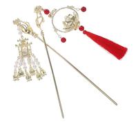 YARNOW 2pcs Glow Lotus Lamp Hair Stick with Tassel Alloy Material Sturdy and Tidy up Hair Vintage Ancient Style for Weddings and Special Events