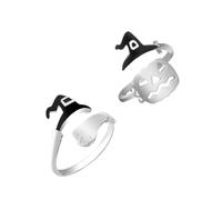 YARNOW 2pcs Halloween Witch Hat and Pumpkin Open Finger Rings, Festival Party Finger Accessories with Hollow Design, Women’s Statement Rings for Halloween Celebration