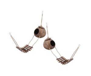 YARNOW 2pcs Hanging Coconut Shell Bird Nest Hideouts Ladder for Pet Birds Reptile Coconut Hide Ladder Nesting House for Lovebirds Suitable for Outdoor House Scenario