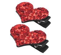 YARNOW 2pcs Heart Shaped Glitter Hair Clips, Sequin Embellished Imitation Pu Hair Accessories, Suitable for Hairstyles and Resistant to Deformation, for Parties and Stage
