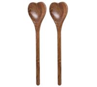 YARNOW 2pcs Heart Shaped Wooden Spoons with Comfortable Grip and Easy to Clean Design, for Kitchen Use, Multi-Functional Cooking and Mixing Utensils with Elegant Style