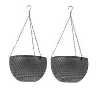 YARNOW 2pcs Honeycomb Rattan Hanging Basket Flower Pot Wire Hangers Plastic Planter Indoor Outdoor Succulents Plant Pot Dark Grey Large 25.5CM Wall Mounted
