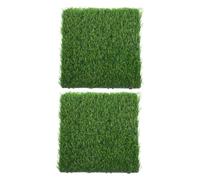 YARNOW 2pcs Interlocking Artificial Turf Grass Square 11.8in Plastic Green
