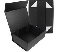 YARNOW 2pcs Large Foldable Boxes Black Collapsible Packaging Boxes for Jewelry Eternal Flower Wrapping Lightweight Reusable for Wedding Engagement Birthday Presents and Storage