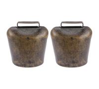 YARNOW 2pcs Lightweight Portable Iron Cattle Bells with Retro Appearance for Grazing and Farming, Anti Lost Livestock Bells in Golden Colour