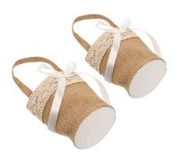 YARNOW 2pcs Linen Burlap Candy Basket Set for Wedding Party and Home Decoration, Multi-functional Storage Bags Suitable for Decoration Grass and Candy with Fashion Natural Style