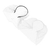 YARNOW 2pcs Mesh Veil Headband with Rhinestones for Women, Comfortable Fit Bridal Wedding Hair Accessories, Classic Black and White Headwear for Halloween Costume the Big Day
