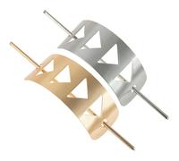 YARNOW 2pcs Metal Hair Pin Hair Stick, Rectangular Triangular Hollow Design, Golden Silver, Stable to Use, Smooth to Wear, for Women, Minimalist Retro Style