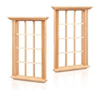 YARNOW 2pcs Mini Doll House Window Model, 1/12 Scale Simulated Twelve Lattice Window Frame Doll House Photograph Props