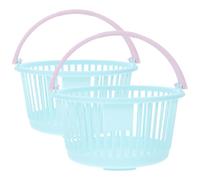 YARNOW 2pcs Mini Plastic Shopping Basket Set with Handle Blue Handheld Grocery Basket for Pretend Play and Storage for Boys