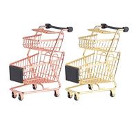 YARNOW 2pcs Mini Shopping Utility Cart Decorative Handcart Models for Photography Sturdy Design for Role Play Home Decor Gold Rose Gold