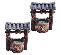 YARNOW 2pcs Mini Well Figurine Tiny Vintage Water Well Accessories Chinsese Planter Miniature Old Wishing Water Well Mini Wishing Well Mini Well Model Resin Wooden Succulents