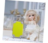 YARNOW 2pcs Miniature Dollhouse Luggage Case Material Realistic Design Yellow Suitcase Accessory for Doll Accessories DIY Decor