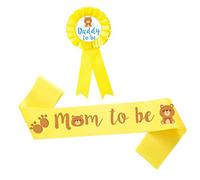 YARNOW 2pcs Mom Sash and Mommy Pin for Shower Daddy Brooch Corsage for Pregnant Party Decorations Shower Sash for Mum
