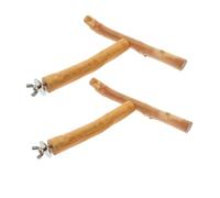 YARNOW 2pcs Natural Rhododendron Wood Bird Perch Stand Bark Smooth T Shape Perch for Parrots Conures Macaws Lovebirds Chewing Platform for Birdcage Paw Grinding and Exercise