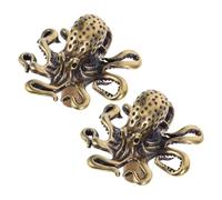 YARNOW 2pcs Octopus Door Handles Brass Cabinet Knobs with Strong Grip and Easy to Install, Nautical Marine Artistry Style for Homes and Hotels, Vintage Sea Theme Drawer Pulls