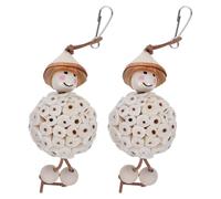 YARNOW 2pcs Parrot Hanging Chew Toys, Natural Hollow Wood Balls Shredding Foraging Toys, Interactive Cage Accessories for Cockatiels, Large Birds Enrichment