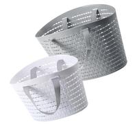 YARNOW 2pcs Plastic Hollow-out Laundry Basket with Handles, Easy to Move and Practical Storage Bins for Walk-in Closet and Bedroom Organisation