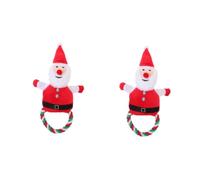 YARNOW 2pcs Puppy Chew Toy Santa Claus Shaped Molar Toy for Christmas Squeaky and Interactive Dog Training Plaything for Pet Chewing and Entertainment