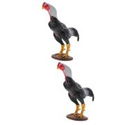 YARNOW 2pcs Realistic Plastic Gamecock for Educational Simulation Animal Model for Pretend Play and Farm Decoration Interactive Learning Accessory for Childrens Parties and Early Nature