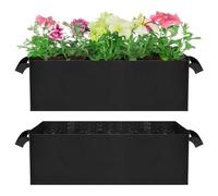 YARNOW 2Pcs Rectangular Fabric Grow Bags, Non-Woven Planting Pots with Handles for Vegetables Herbs and Flowers, Large Allotment Planters for Patio Balcony Garden, Black