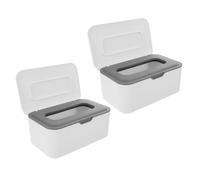 YARNOW 2pcs Refillable Wipes Container with Lid, Dustproof Wipe Dispenser Box for Bathroom and Travel, Reusable Wet and Dry Tissue Storage Holder in Gray