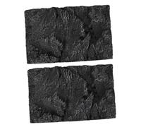YARNOW 2pcs Reptile Tank Backdrop Aquarium Background Boards with 3d Grain Stone Effect Black Pu Material Fine Workmanship Lightweight Decorative Terrarium Scene Decor for Fish Tank