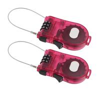 YARNOW 2pcs Retractable Cable Bike Lock Set with Combination Code, Pink Steel Security Cables for Bicycle, Ski, Electric Scooter Anti-Theft Protection