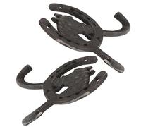 YARNOW 2Pcs Retro Cast Head Double Hook Decorative Wall-Mounted Hanger for Home Use, Vintage Wrought Iron Coat Hooks with Horseshoe Shaped Design