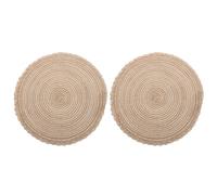 YARNOW 2pcs round Cotton Yarn Insulation Pads Cup Pads Anti-scalding and Easy to Clean Features, Coffee Colour, Simple Design Decorative Placemats for Dining Table and Home Use
