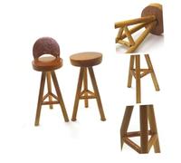 YARNOW 2pcs Scale Miniature Living Room Chair Realistic Wood Color Dollhouse Furniture Simulated High Stool Model Mini Furniture for Doll Houses and Room Decorations