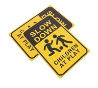 YARNOW 2pcs Slow Down Sign Bright At Play Safety Signs for Street Lawn Easy to Install Weather Resistant for Neighborhoods