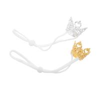 YARNOW 2pcs Small Animal Costume Crowns for Hamsters with Adjustable Straps, Alloy Material, for Photo Shoots and Events, Tiny Royal Headwear for Pet Celebration