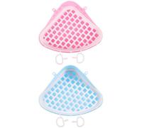 YARNOW 2Pcs Small Animal Litter Box Set for Rabbits and Guinea Pigs, Plastic Pet Toilet with Triangular Shape, Blue and Pink, Suitable for Hamster and Cat Potty Training