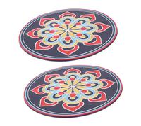 YARNOW 2pcs Sound Bowl Cushions Comfortable Non Slip Base for Meditation Yoga and Handmade Drinks Coasters Artistic Printed Design for Enhanced Comfort and Versatile Use