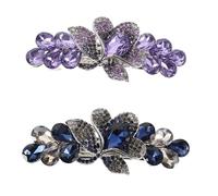 YARNOW 2pcs Sparkling Rhinestone Spring Hair Barrettes for Women, Versatile Large Size Zinc Alloy Hair Clips with Elegant Rectangular Design, for Daily Activities and Prom Events