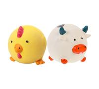 YARNOW 2pcs Squeaky Dog Chew Durable Latex Chicken Cow Shaped Teething for Interactive Play Engaging Pet Training Tooth Cleaning for Indoor Outdoor Use