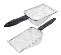 YARNOW 2pcs Stainless Steel Beach Mesh Shovel with Sand Filter Scoop for Seashells Pet Litter Food Picking Lightweight and Practical for Beach Backyard Use