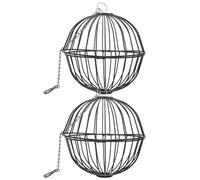 YARNOW 2pcs Stainless Steel Hanging Feeder Balls for Rabbits and Chinchillas, for Exercise and Food Dispenser, Suitable for Pet Cage Use, Black round Ball Design