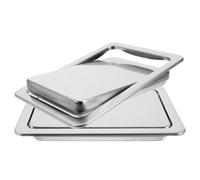YARNOW 2pcs Stainless Steel Recessed Trash Can Covers with Recessed Structure and Easy Maintenance for Kitchen Countertops and Commercial Spaces, Rectangle Swing Lid Trash Bin Accessories